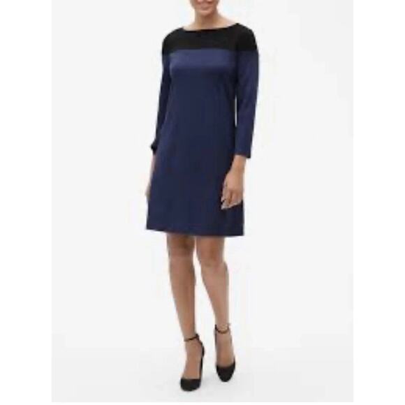 Gap Long-Sleeve Colorblock Shift Short Dress Ponte Sz Small Comet Blue New - Picture 5 of 8
